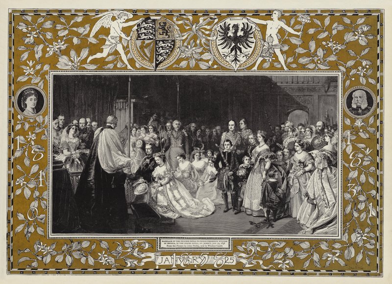 Prinsessa Royalin vihkiminen Preussin prinssi Frederick Williamin kanssa Chapel Royalissa, St James