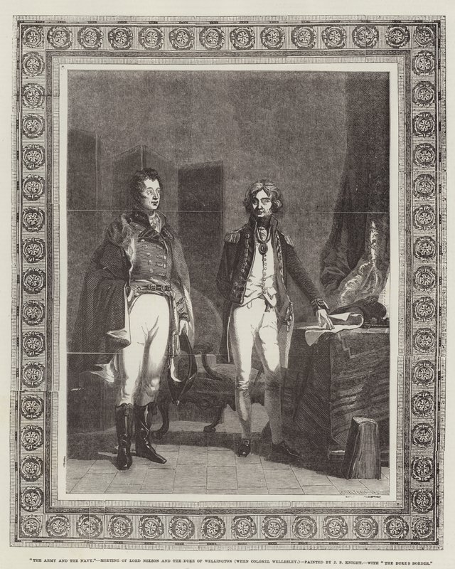Armeija ja laivasto, Lord Nelsonin ja Wellingtonin herttuan tapaaminen (kun eversti Wellesley) tekijältä John Prescott Knight