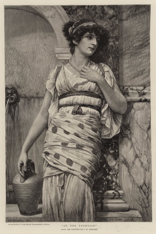 Suihkulähteellä tekijältä John William Godward