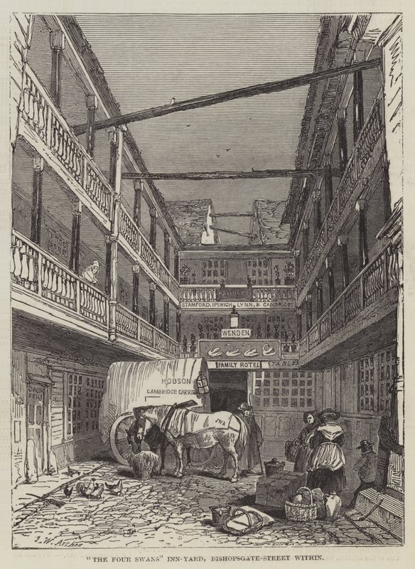 The Four Swans Inn-Yard, Bishopsgate-Street sisällä tekijältä John Wykeham Archer