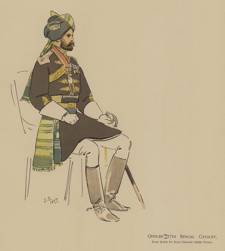Upseeri 17. Bengalin ratsuväki (väri litho) tekijältä John (after) Charlton