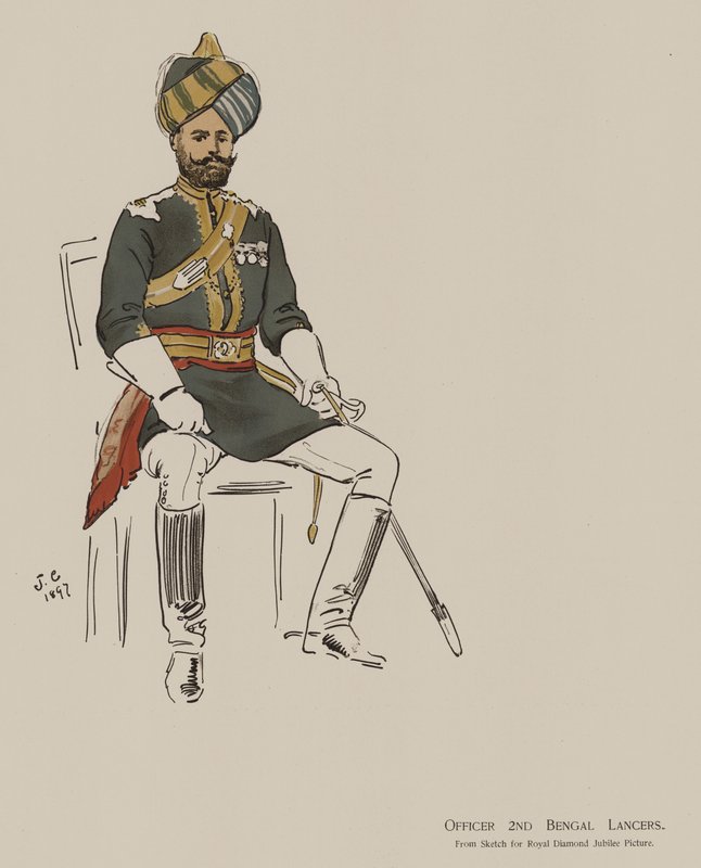 Upseeri 2nd Bengal Lancers (väri litho) tekijältä John (after) Charlton