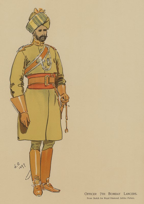 Upseeri 7th Bombay Lancers (väri litho) tekijältä John (after) Charlton