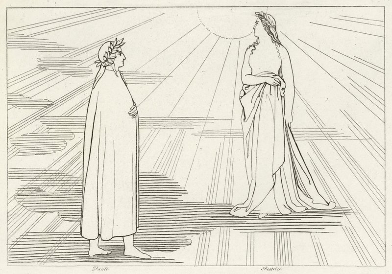 Nousu ensimmäiseen taivaaseen, paratiisi, laulu 1 (kaiverrus) tekijältä John (after) Flaxman