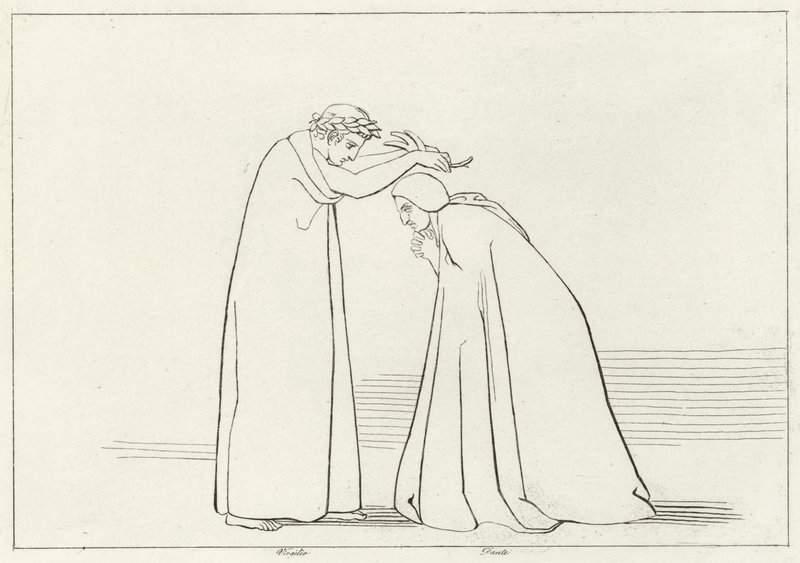 Nöyryytys, Kiirastuli, Kanto 1 (kaiverrus) tekijältä John (after) Flaxman