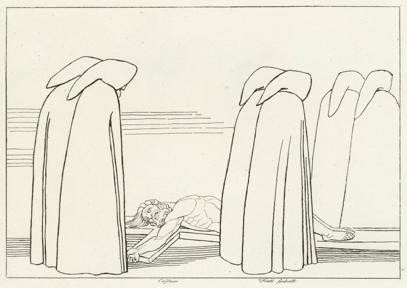 Tekopyhät, Inferno, Canto 23 (kaiverrus) tekijältä John (after) Flaxman
