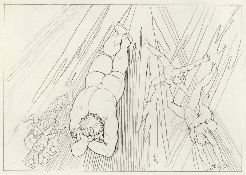 Lucifer, Kiirastuli, Canto 12 (kaiverrus) tekijältä John (after) Flaxman