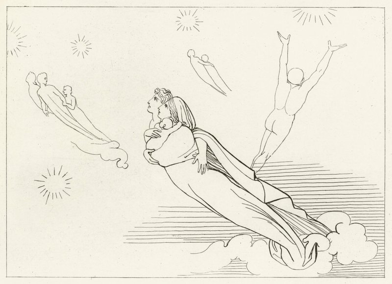 Souls Returning to Spheres, Paradise, Canto 4 (kaiverrus) tekijältä John (after) Flaxman