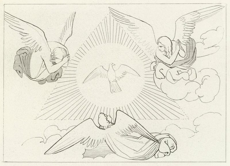 Kolminaisuuden palvonta, paratiisi, Canto 13 (kaiverrus) tekijältä John (after) Flaxman