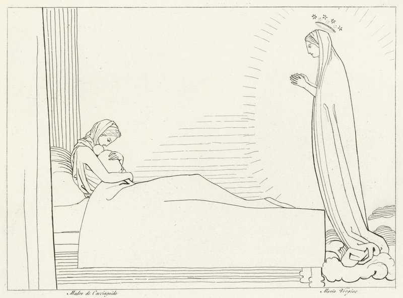 Cacciaguidan syntymä, Paratiisi, Canto 15 (kaiverrus) tekijältä John (after) Flaxman