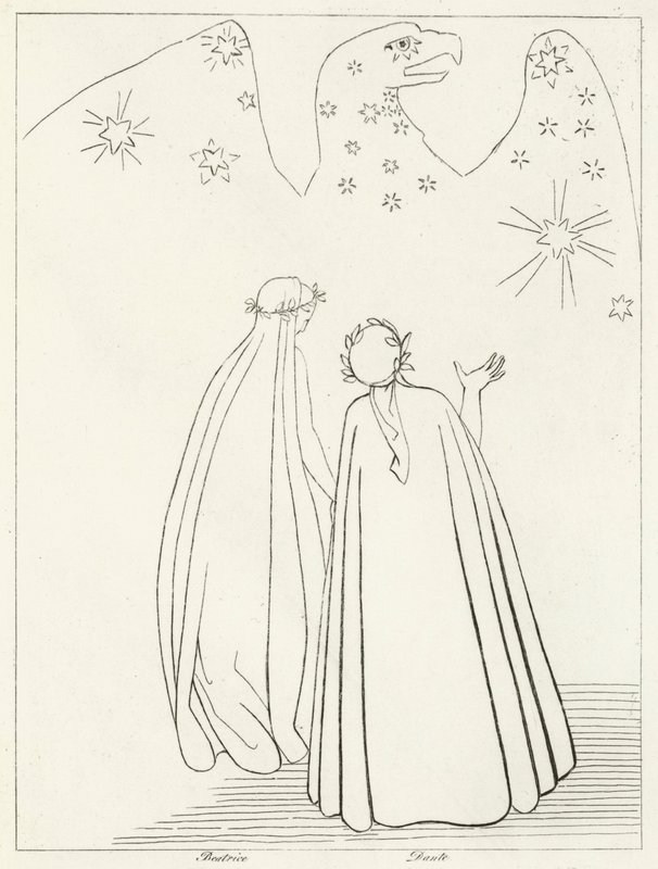 Taivaallinen kotka, Paratiisi, Canto 19 (kaiverrus) tekijältä John (after) Flaxman