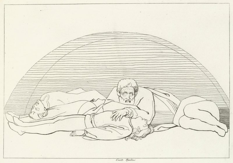 Ugolinon kuolema, Inferno, Canto 33 (kaiverrus) tekijältä John (after) Flaxman
