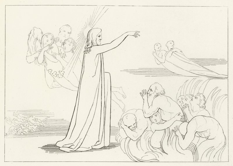 Kristuksen laskeutuminen, Inferno, Canto 4 (kaiverrus) tekijältä John (after) Flaxman