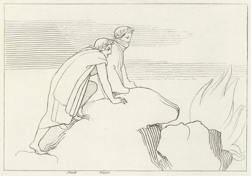 Flaming Gulf, Inferno, Canto 26 (kaiverrus) tekijältä John (after) Flaxman