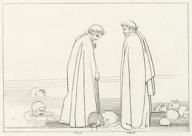 The Frozen Lake, Inferno, Canto 32 (kaiverrus) tekijältä John (after) Flaxman