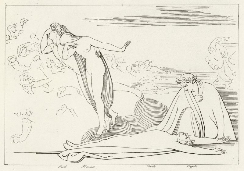 The Lovers Punished, Inferno, Canto 5 (kaiverrus) tekijältä John (after) Flaxman