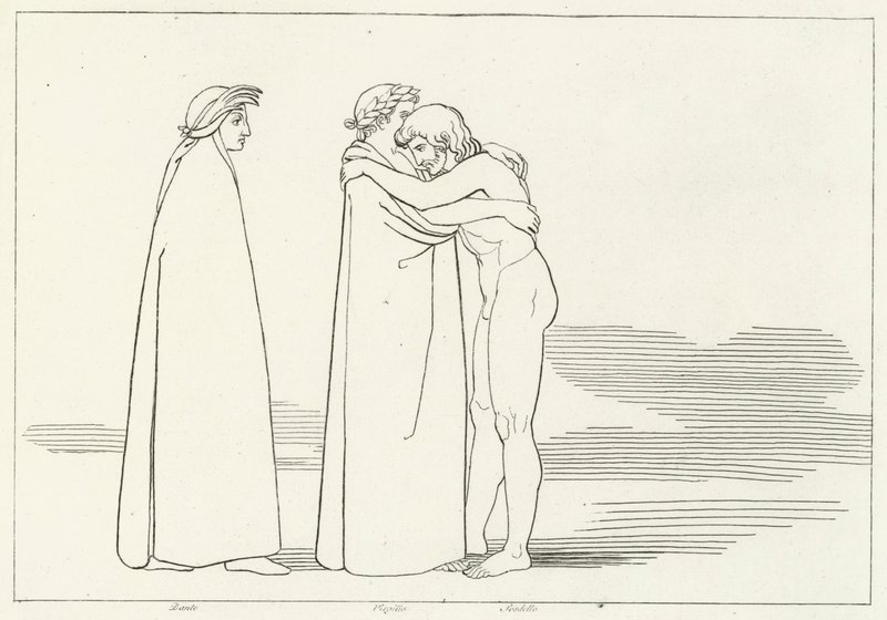 Tapaaminen Sordellon kanssa, Kiirastule, Canto 6 (kaiverrus) tekijältä John (after) Flaxman