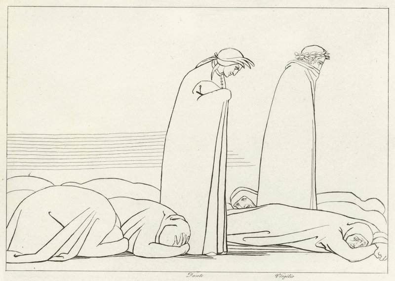 Ahneuden alue, Kiirastuli, Canto 19 (kaiverrus) tekijältä John (after) Flaxman