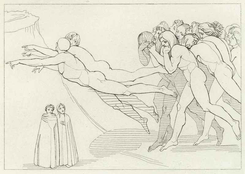 Itsekkyyden alue, Kiirastule, Canto 18 (kaiverrus) tekijältä John (after) Flaxman