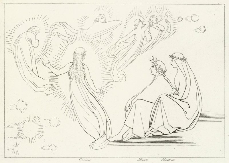 The Return of Cunissa, Paradise, Canto 9 (kaiverrus) tekijältä John (after) Flaxman