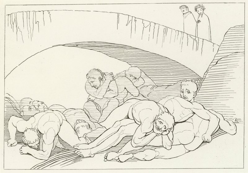 The Vale of Disease, Inferno, Canto 29 (kaiverrus) tekijältä John (after) Flaxman