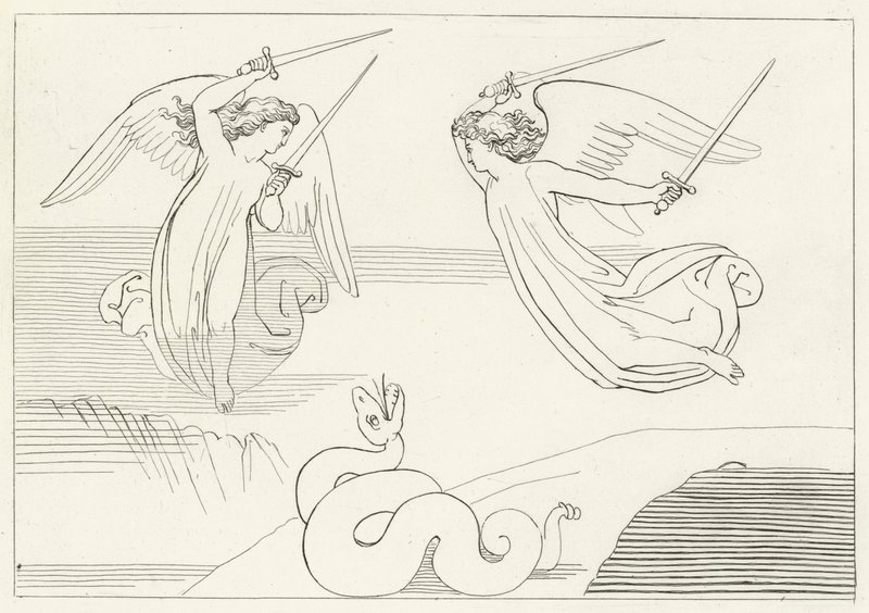 The Valley, Purgatori, Canto 8 (kaiverrus) tekijältä John (after) Flaxman