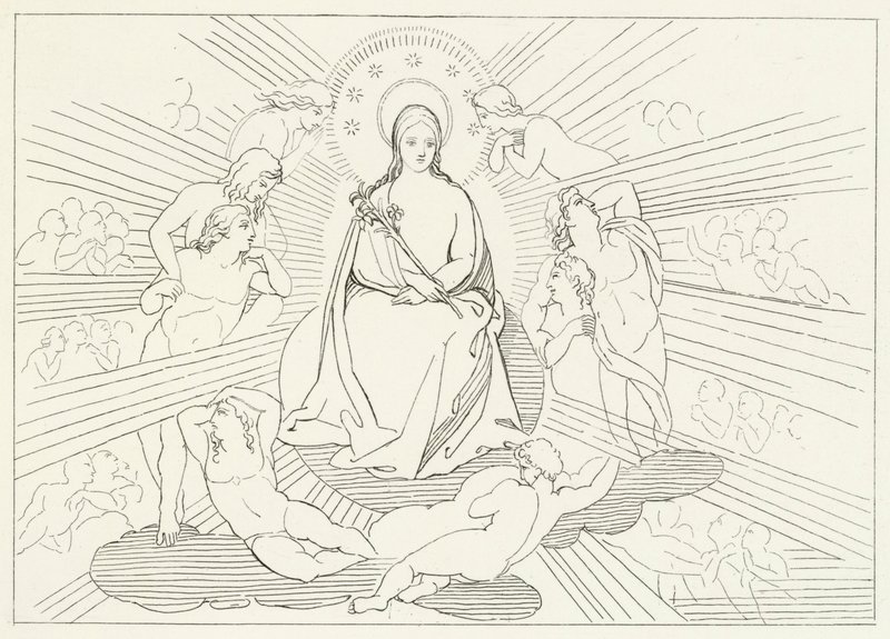 Neitsyt Maria, Paratiisi, Canto 31 (kaiverrus) tekijältä John (after) Flaxman