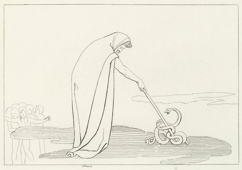 Tiresias, Inferno, Canto 20 (kaiverrus) tekijältä John (after) Flaxman