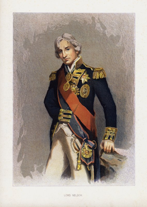 Admiral Lord Nelson, brittiläinen laivaston komentaja (väri litho) tekijältä John (after) Hoppner