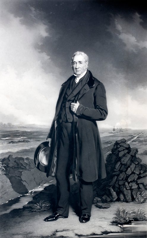 George Stephenson, englantilainen insinööri ja rautateiden pioneeri (litho) tekijältä John (after) Lucas