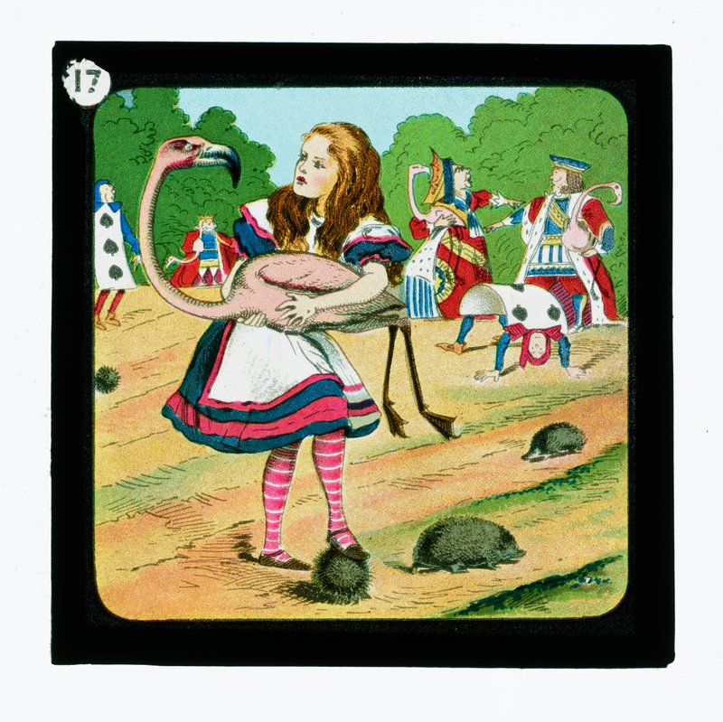 Liisa Ihmemaassa, värilliset lyhtydiat (lyhtyliukumäki) tekijältä John (after) Tenniel