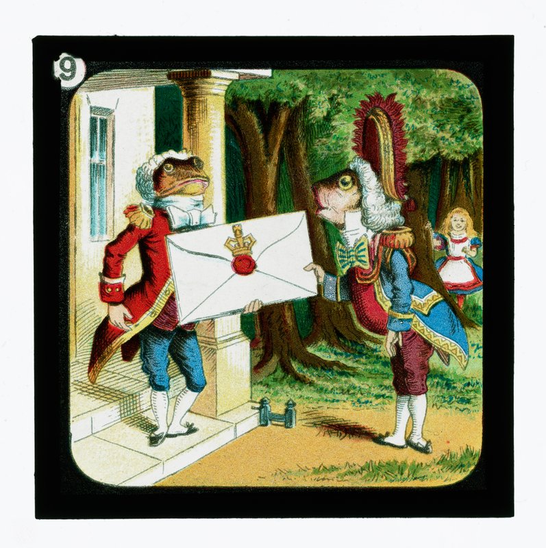 Liisa Ihmemaassa, värilliset lyhtydiat (lyhtyliukumäki) tekijältä John (after) Tenniel