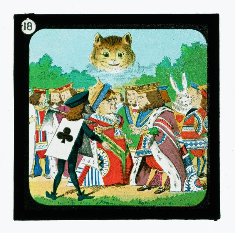 Liisa Ihmemaassa, värilliset lyhtydiat (lyhtyliukumäki) tekijältä John (after) Tenniel
