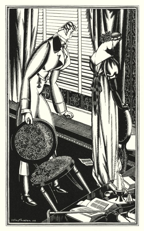 Lord Byronin kuvitus Don Juanille: Don Jose ja hänen rouva riitelivät, miksi? (litografia) tekijältä John Austen