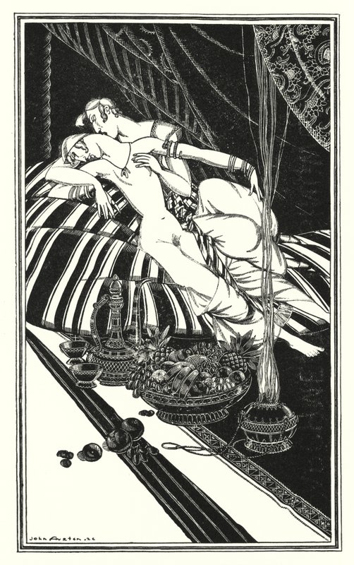 Lord Byronin kuvitus Don Juanille: Haidee ja Juan eivät olleet naimisissa, vika oli heidän, ei minun (litho) tekijältä John Austen
