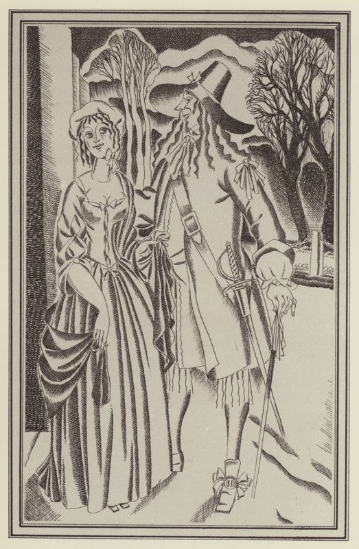Daniel Defoen kuvitus Moll Flandersille (litho) tekijältä John Austen