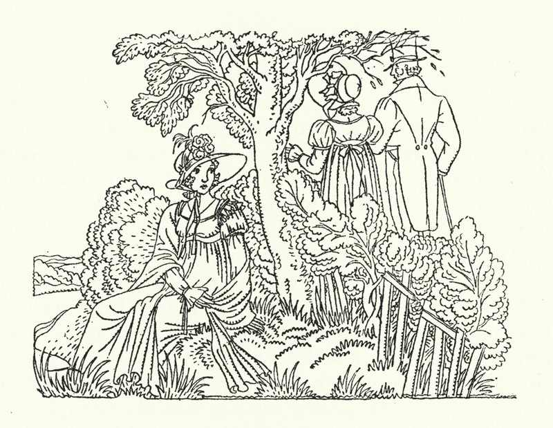 Jane Austenin kuvitus Persuasianille (värilitho) tekijältä John Austen