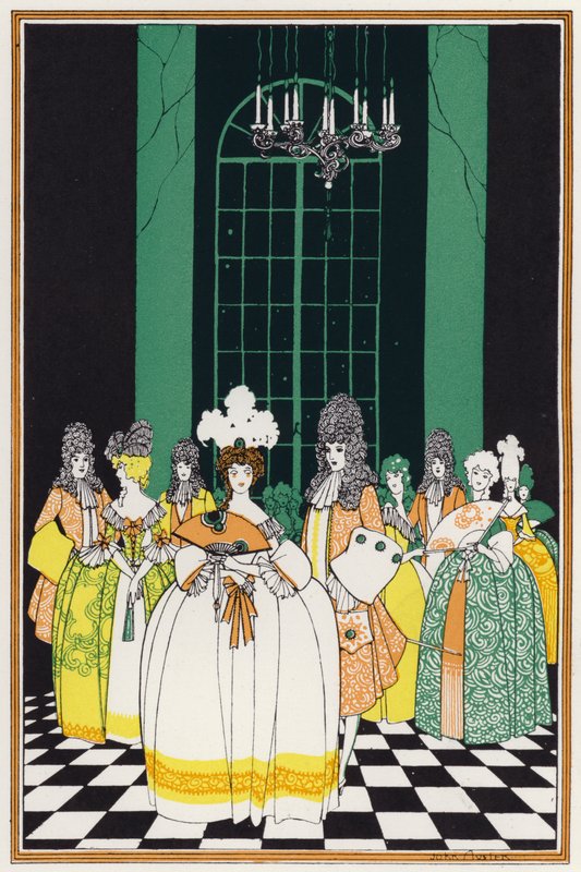 Kuvitus teokselle "Konnit posliinissa", Sekalaista 1800-luvun runoja (värilitho) tekijältä John Austen