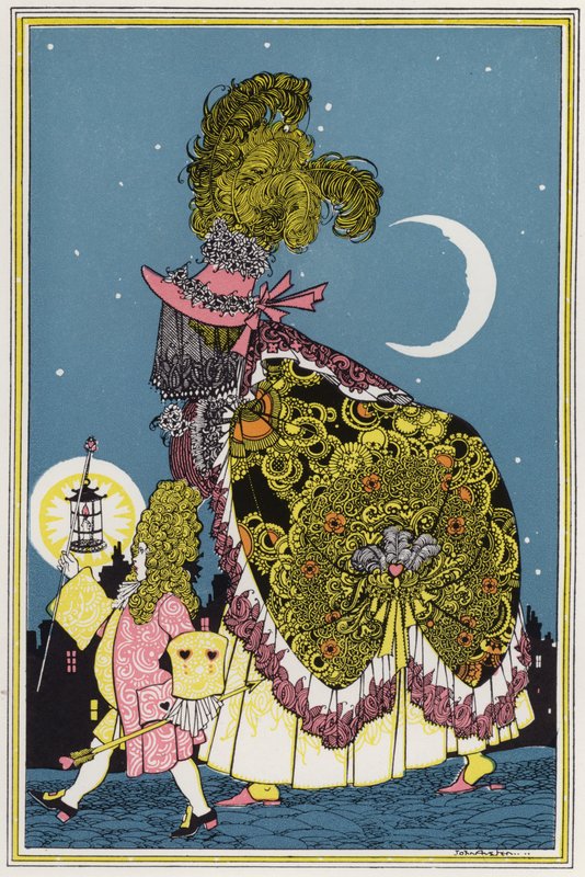 Kuvitus teokselle "Konnit posliinissa", 1800-luvun runojen sekalainen (värilitho) tekijältä John Austen