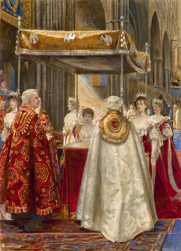 Kuningas Edward VII:n ja kuningatar Alexandran kruunaus, 1904 tekijältä John Byam Liston Shaw