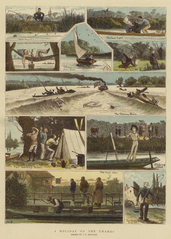 Loma Thamesilla (chromolitho) tekijältä John Charles (after) Dollman