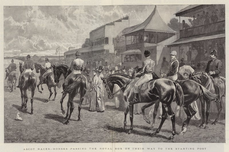 Ascot Races, hevoset ohittavat Royal Boxin matkalla lähtöpisteeseen tekijältä John Charlton
