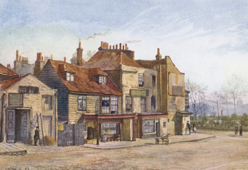 Kadonnut Lontoo: Lawrence Street, Chelsea, kaakkoiskulma (värilitra). tekijältä John Crowther
