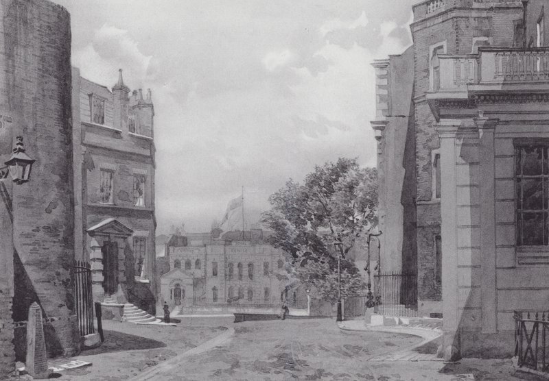 Kadonnut Lontoo: Whitehall Yard, taustalla Vanbrugh