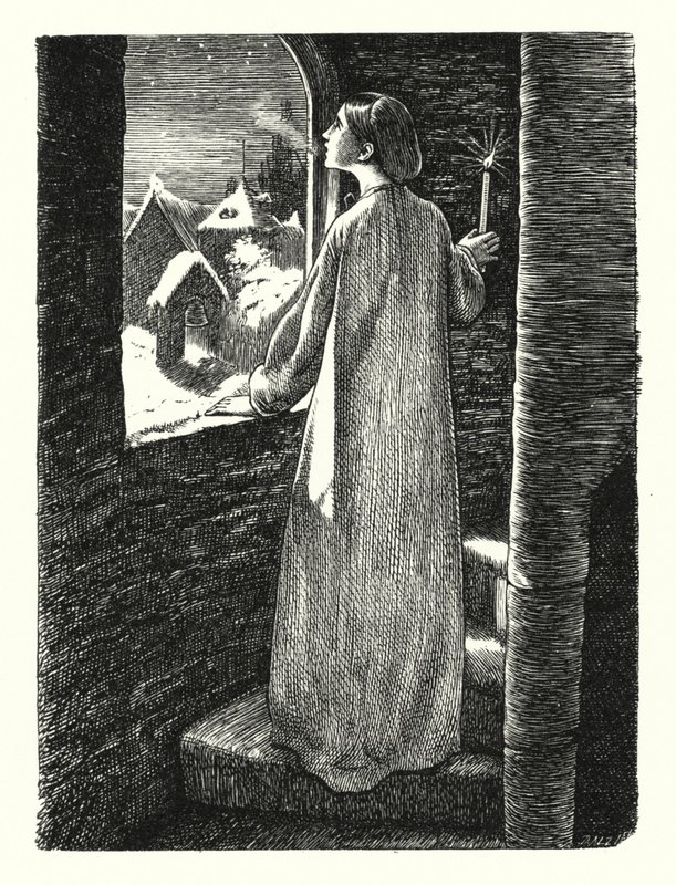 Pyhän Agnesin aatto (kaiverrus) tekijältä John Everett (after) Millais