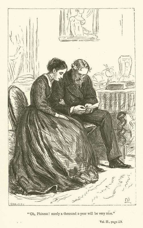 Kuvitus Anthony Trollopen kirjoittamaan teokseen Phineas Finn. tekijältä John Everett Millais