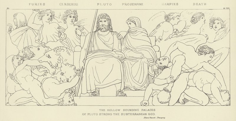 Furies, Cerberus, Pluto, Proserpine, Harpies, Kuolema tekijältä John Flaxman