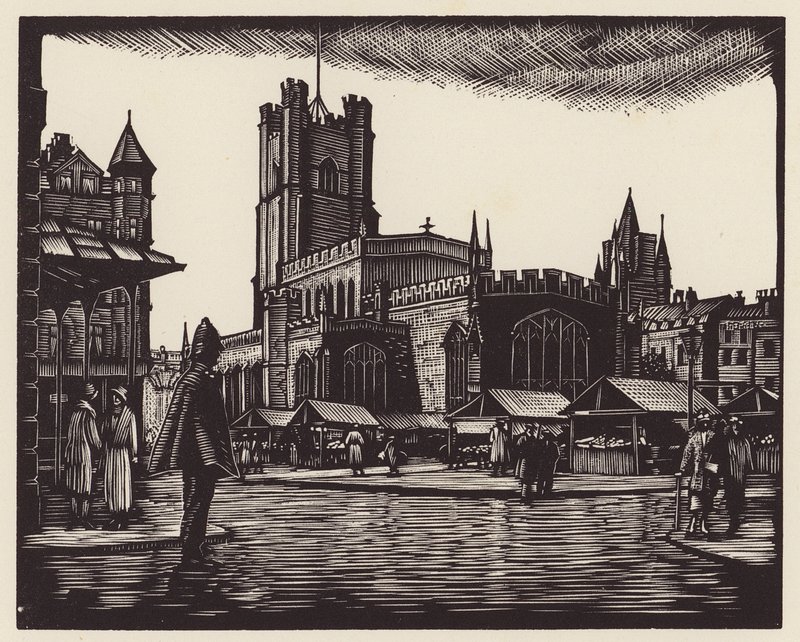 Cambridge: The Market (puupiirros) tekijältä John Frederick Greenwood
