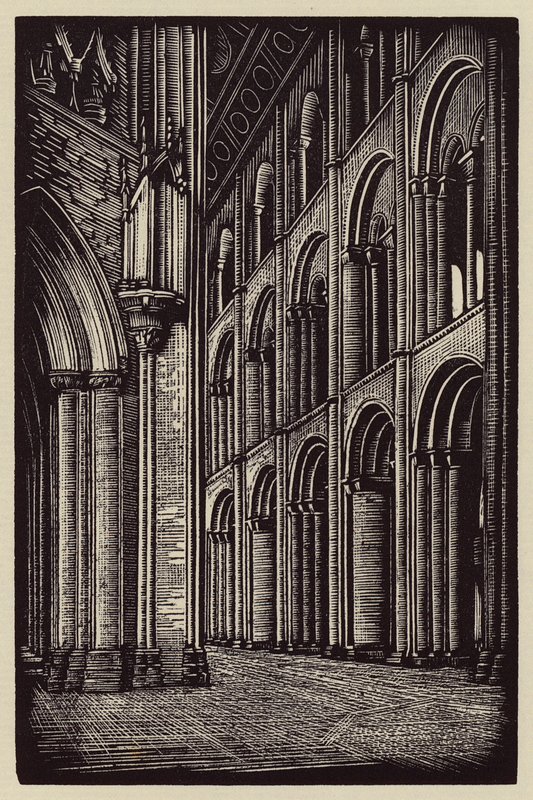 Elyn katedraali: Ely Cathedral: Keskilaiva länteen (puupiirros) tekijältä John Frederick Greenwood