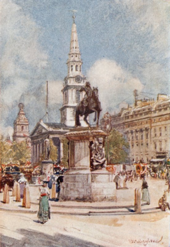 Charing Cross, Kaarle I:n ja St. Martin-in-the-Fieldsin patsas tekijältä John Fulleylove